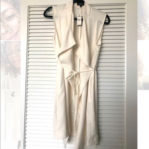 Cream Duster Cardigan - Sleeveless Jacket Blazer